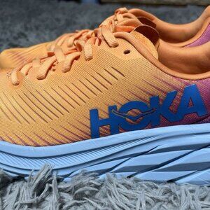 HOKA Rincon 3 Orange/Pink/Blue Athletic Running Shoes - Women Size 7.5B
